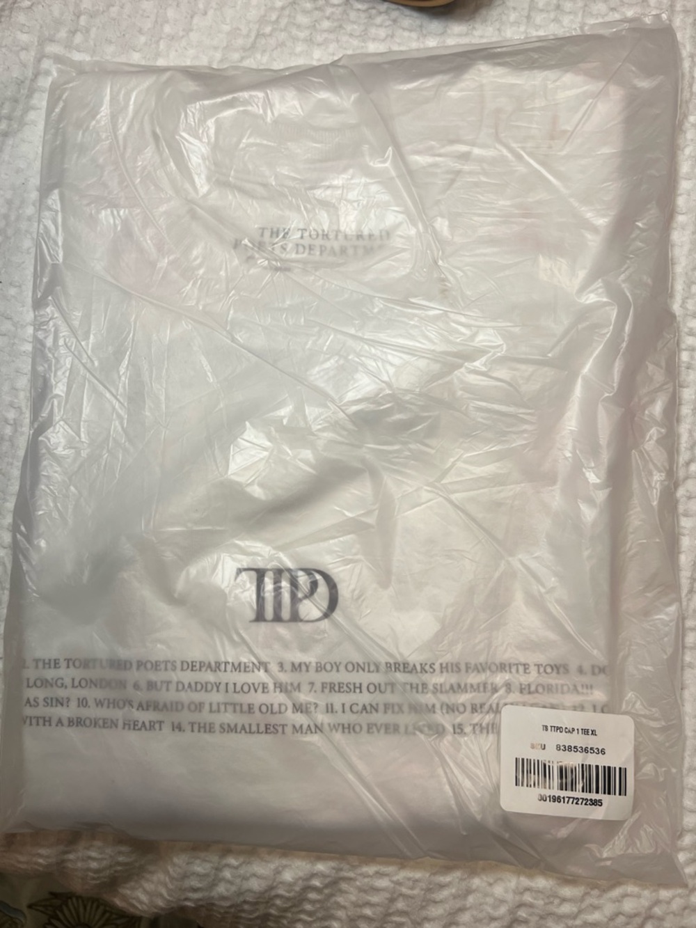 The Tortured Poets Department Capital One Exclusive Tee NEW IN BAG SIZE XL